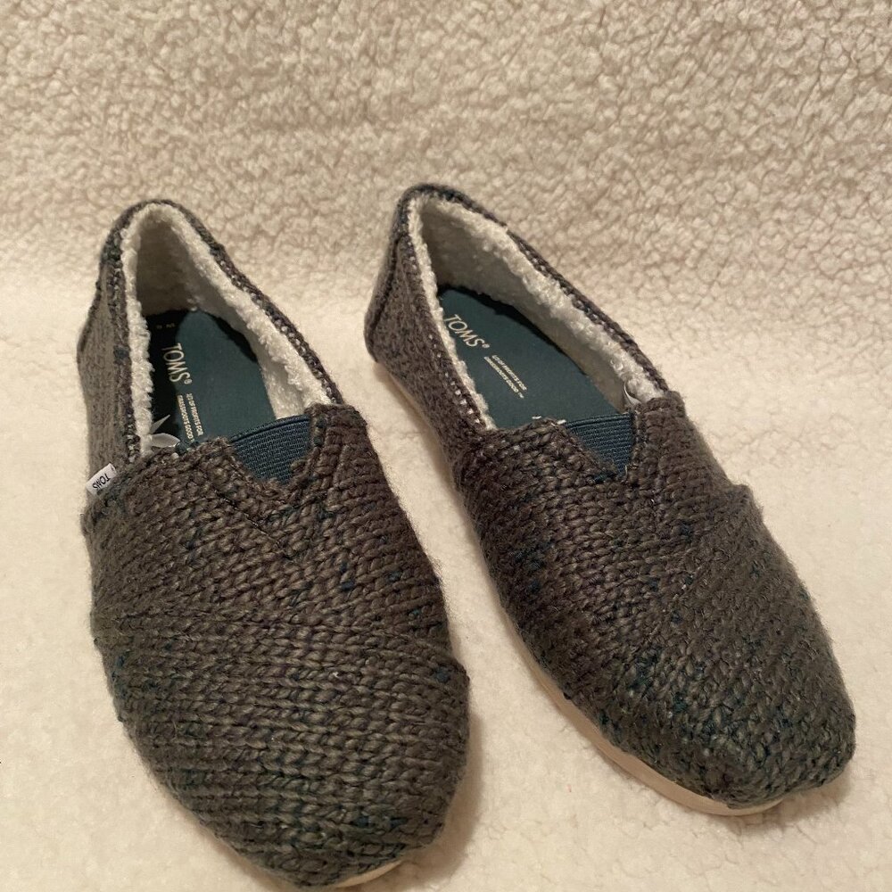Toms Women’s Shoes‎ Slip-On Flats Sz 6 Alpargata Faux Shearling Green